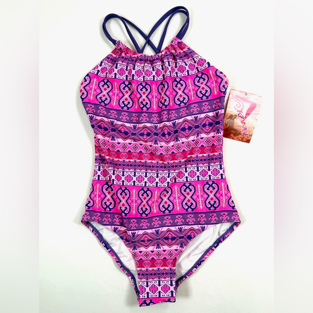 NWT KANU SURF Girls’ Mahina Halter Strappy Back Bohemian Sporty‎ One Piece 12